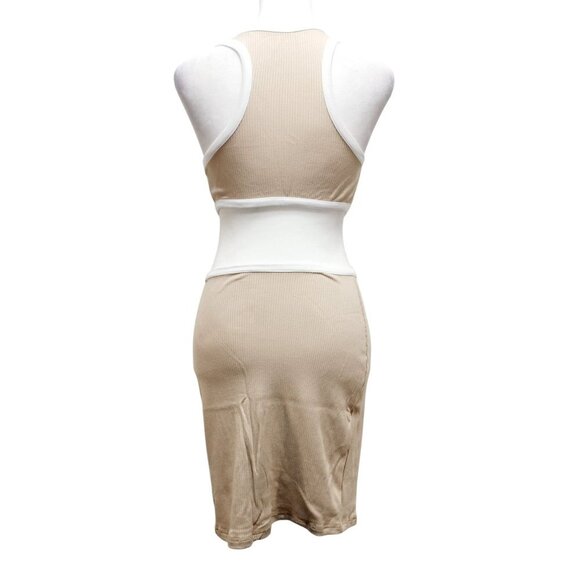 NauLon Womens Open Back Bodycon Dress Cut Out Waist Ribbed Ankle Length Size M - Picture 7 of 13